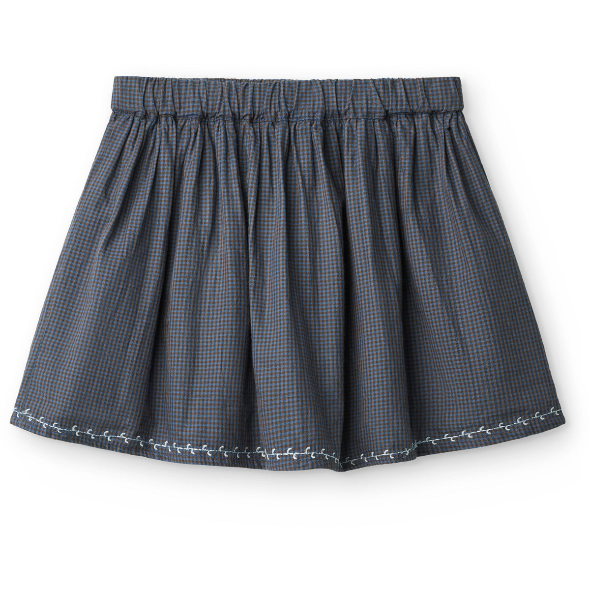 COPENHAGEN COLORS x Luksusbaby Brown Blue Check Comb. Checkered Ls Blouse And Skirt Set