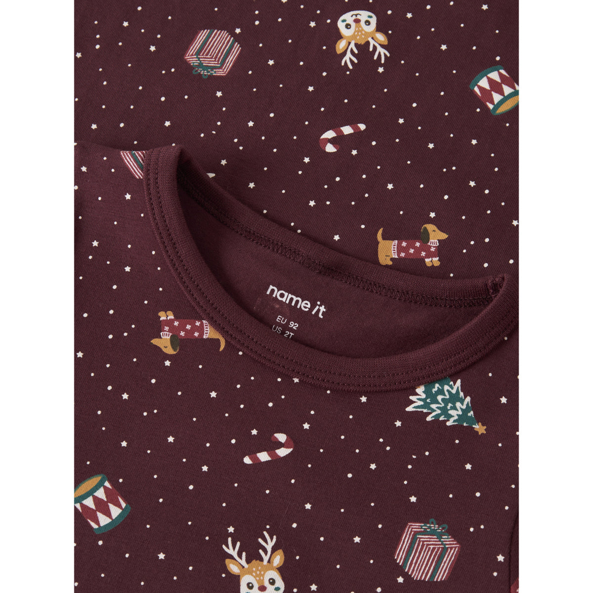 Name It Burgundy Christmas Nmfvismas Ls Nightgown