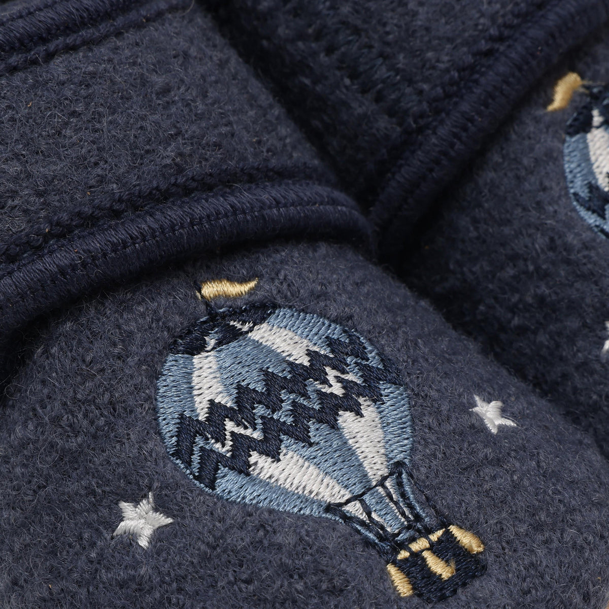 En Fant Vintage Indigo-Blue Wool Slippers W. Embroidery