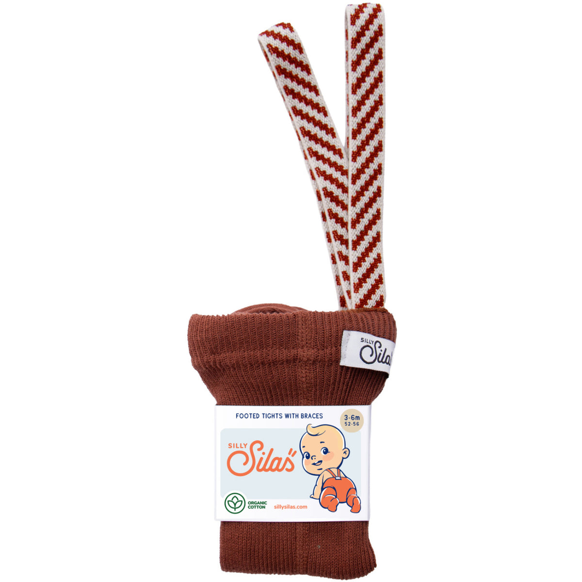 Silly Silas Cotton Tights With Braces Cinnamon Christmas Patterned