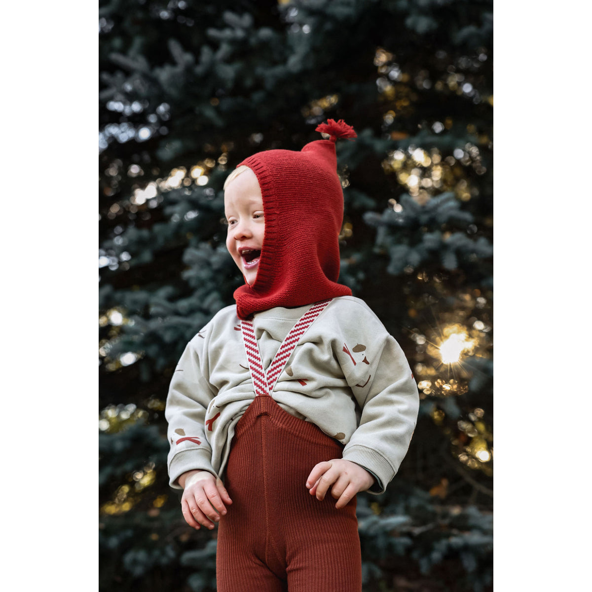 Silly Silas Footless Cotton Tights With Braces Cinnamon Christmas Patterned