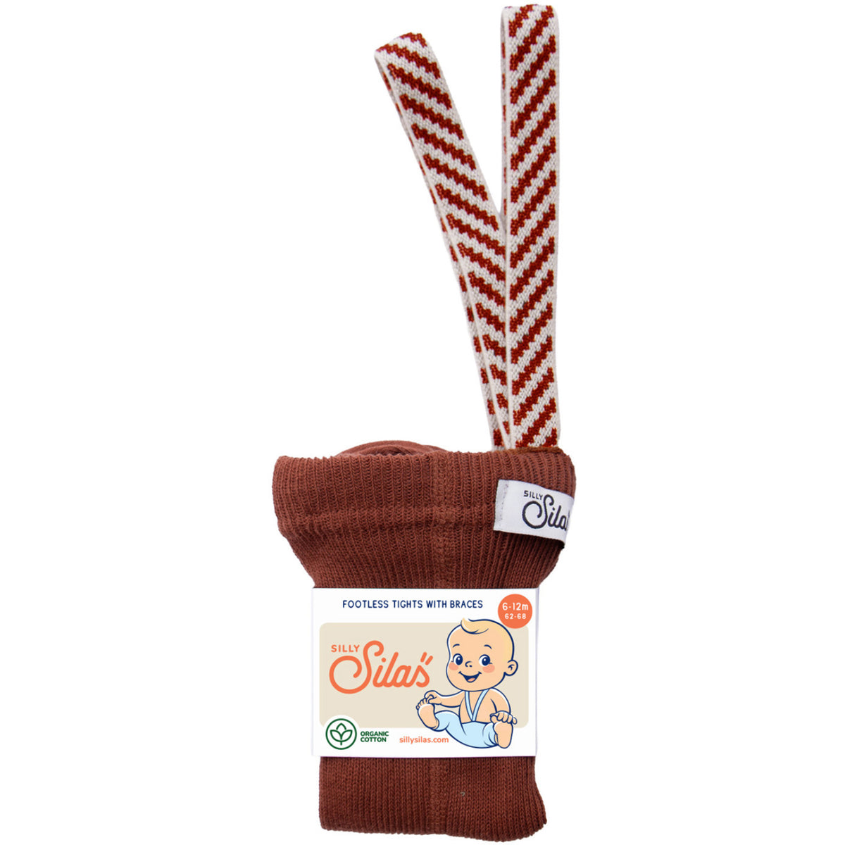 Silly Silas Footless Cotton Tights With Braces Cinnamon Christmas Patterned