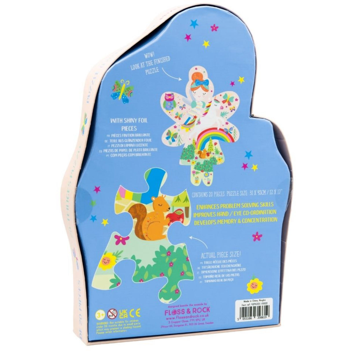 Floss & Rock Puslespil m. formet motiv & æske 20 brikker Rainbow Fairy 3