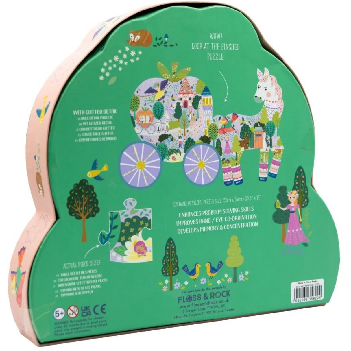 Floss & Rock Puslespil m. formet motiv & æske 80 brikker Fairy Tale 2
