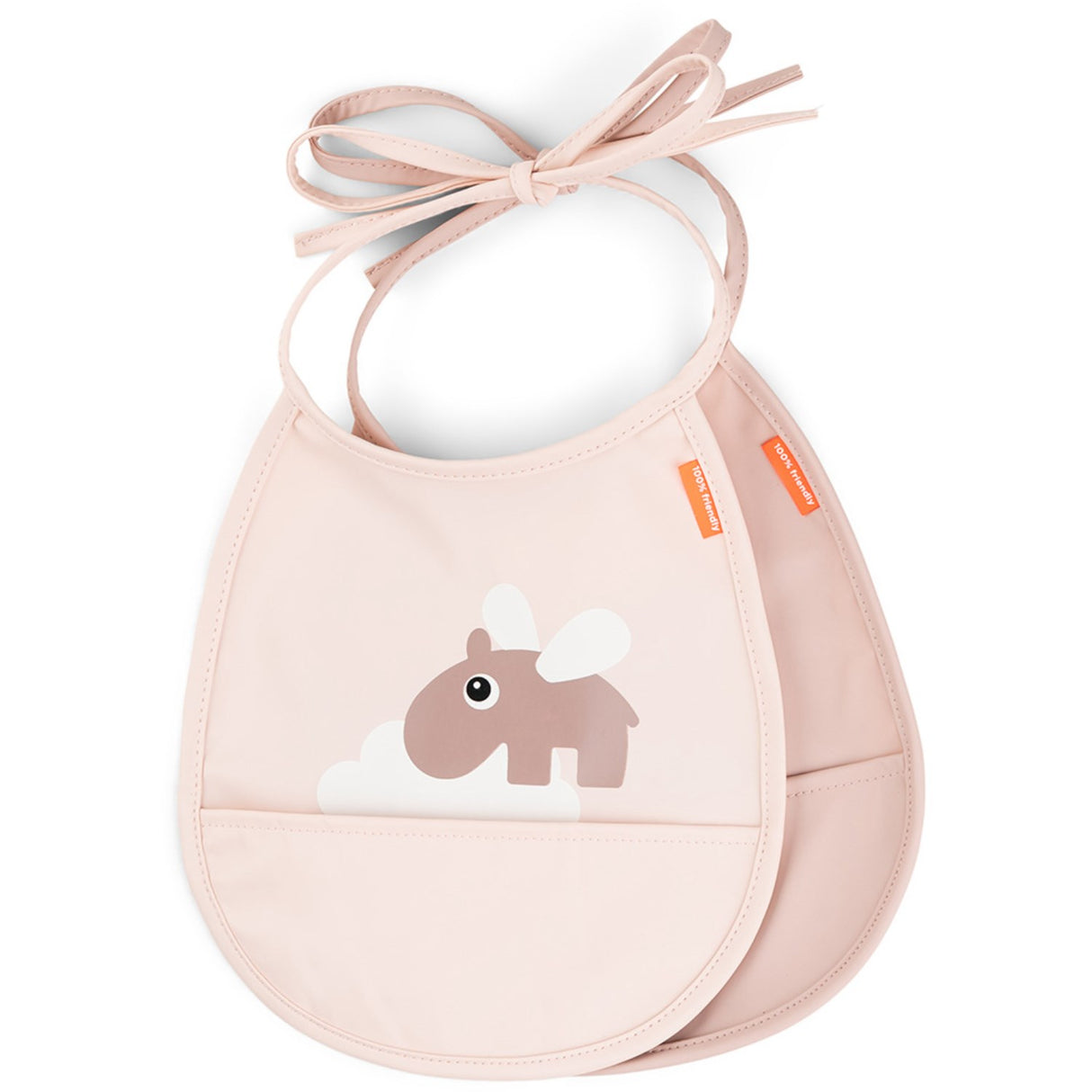 DonebyDeer Mini Bib w/Pocket 2 pcs. Happy Clouds Powder
