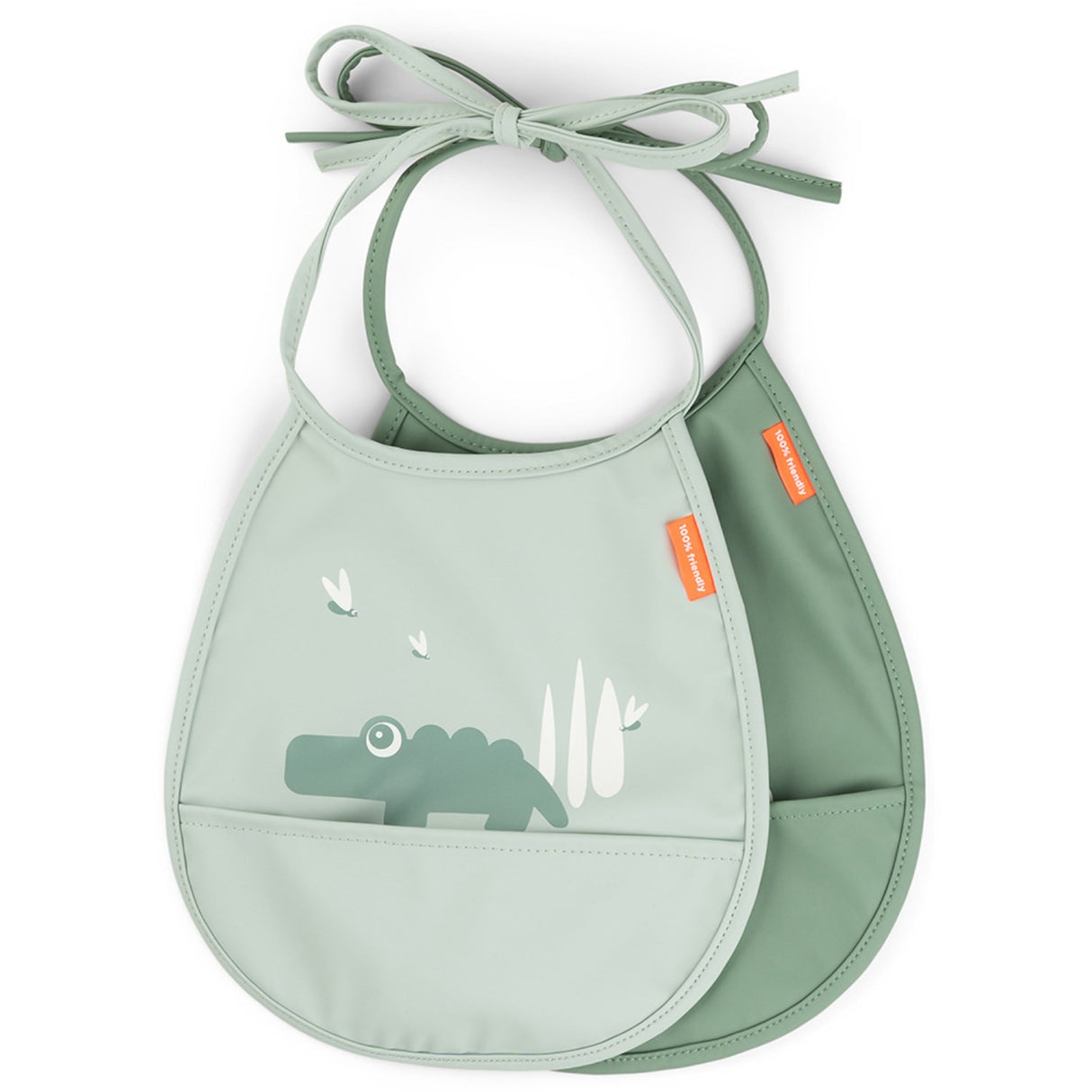 DonebyDeer Mini Bib w/Pocket 2 pcs Croco Green