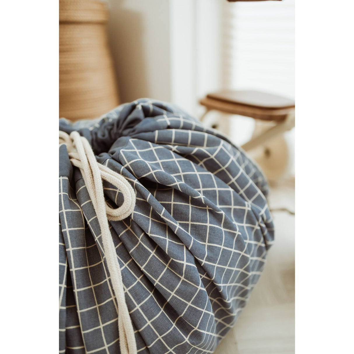 Play&Go Organic Grid Blue 2-in-1 Playmat