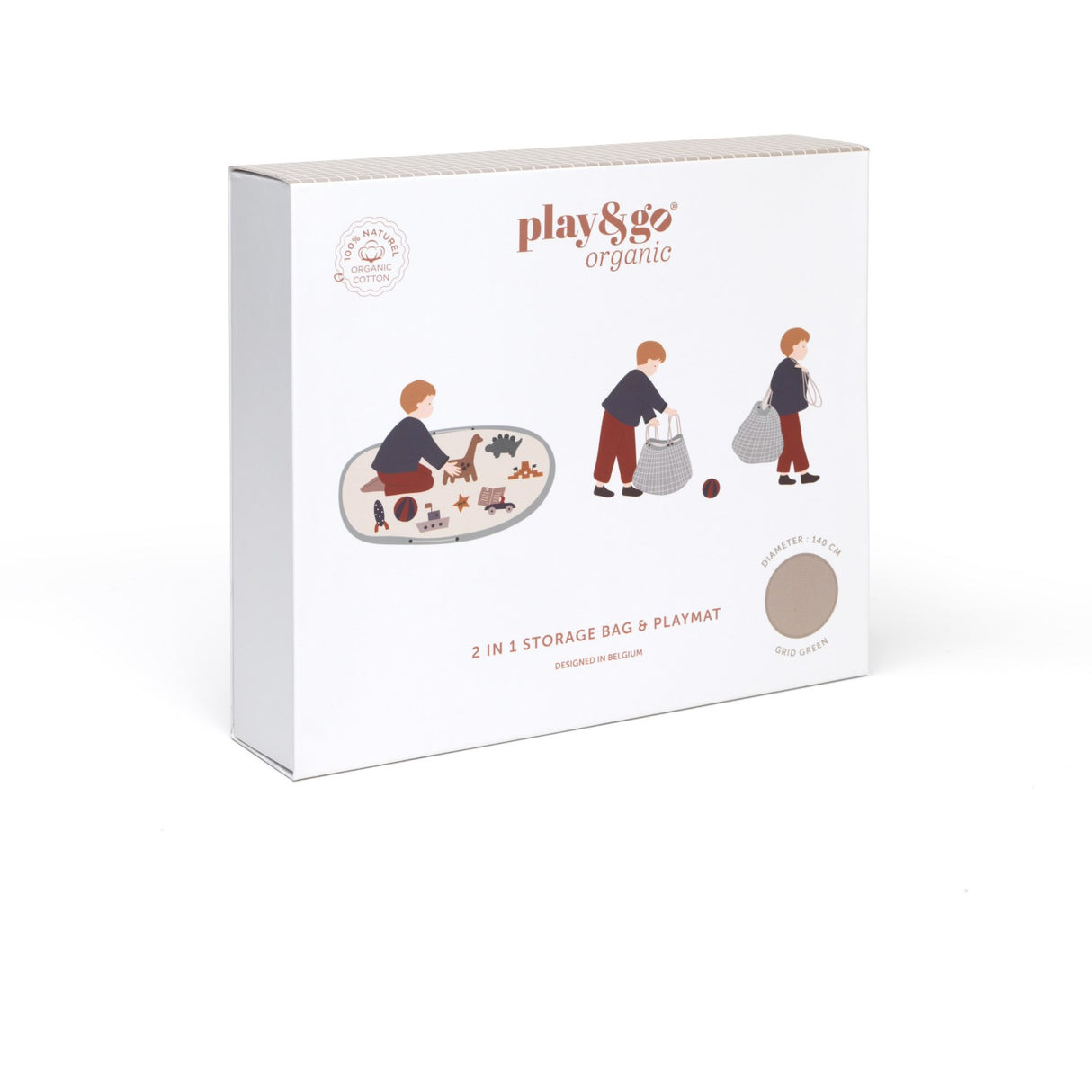 Play&Go Organic Grid Blue 2-in-1 Playmat