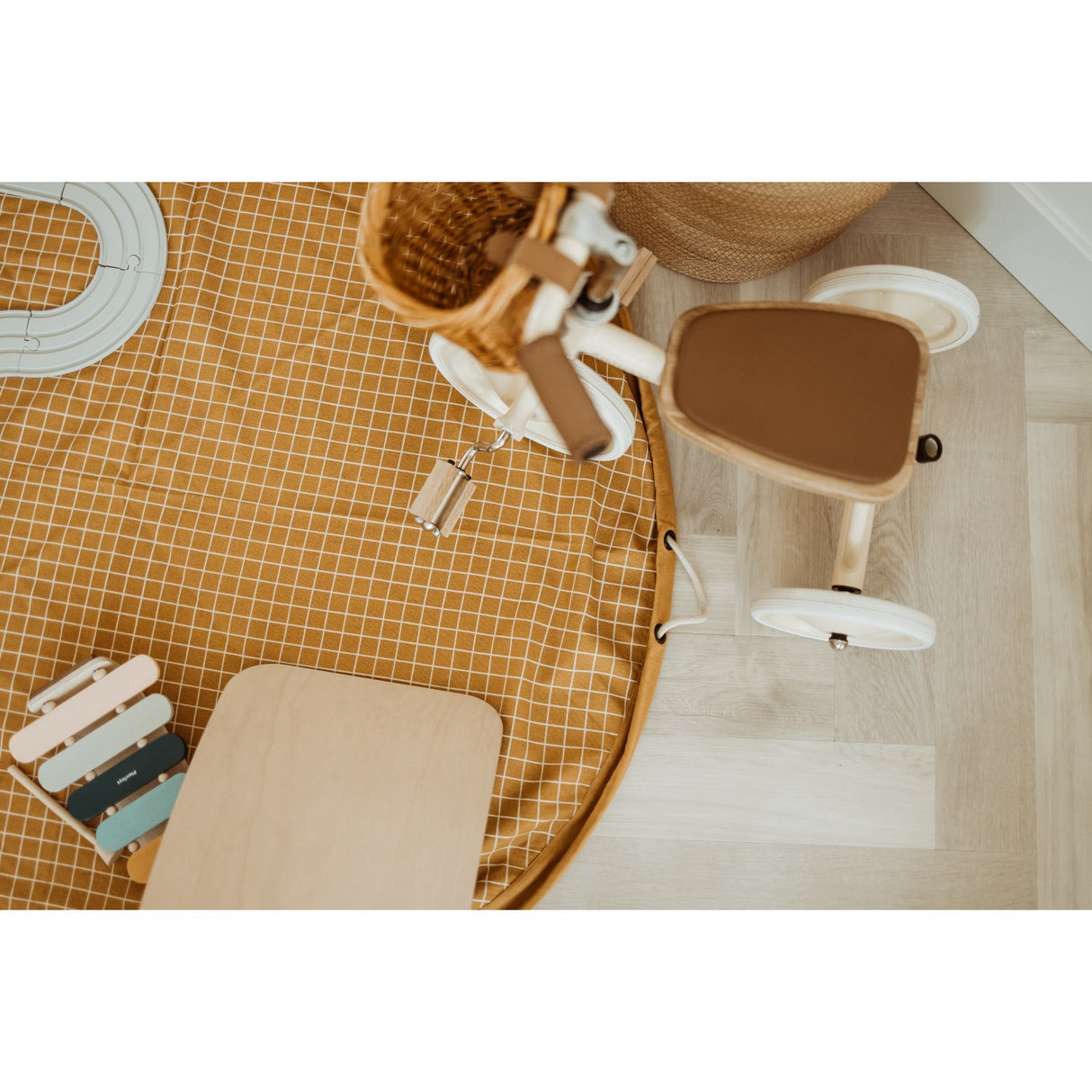 Play&Go Organic Grid Mustard 2-in-1 Playmat