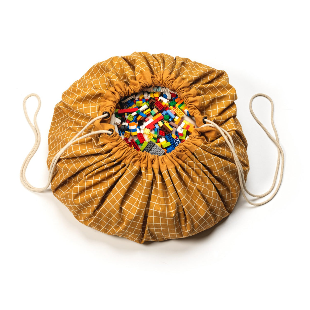 Play&Go Organic Grid Mustard 2-in-1 Playmat