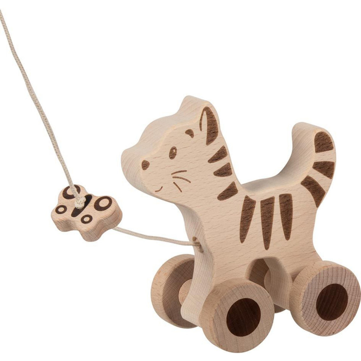 Goki Brown Pull-Along Animal Cat