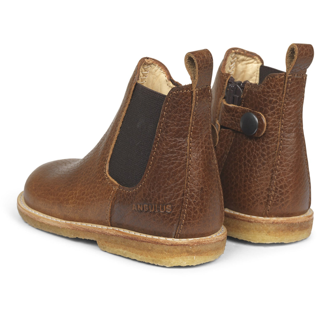 Angulus Medium Brown Classic Chelsea Boot with Elastic and Zipper