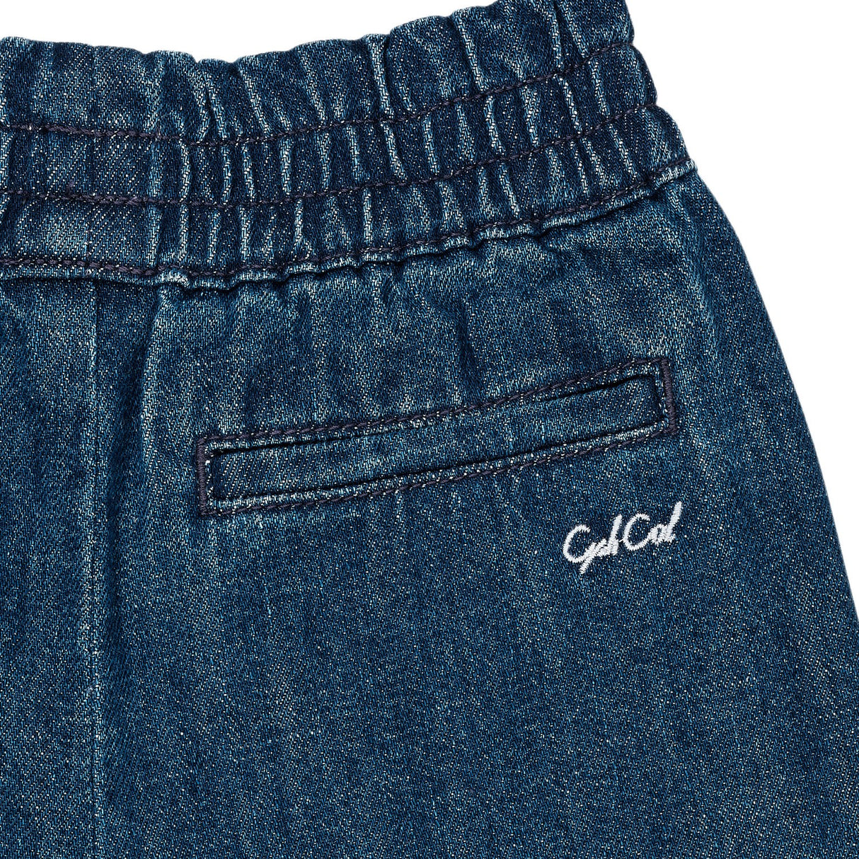 Copenhagen Colors Dark Indigo Blue Washed Organic Chinos W. Bow Regular Fit