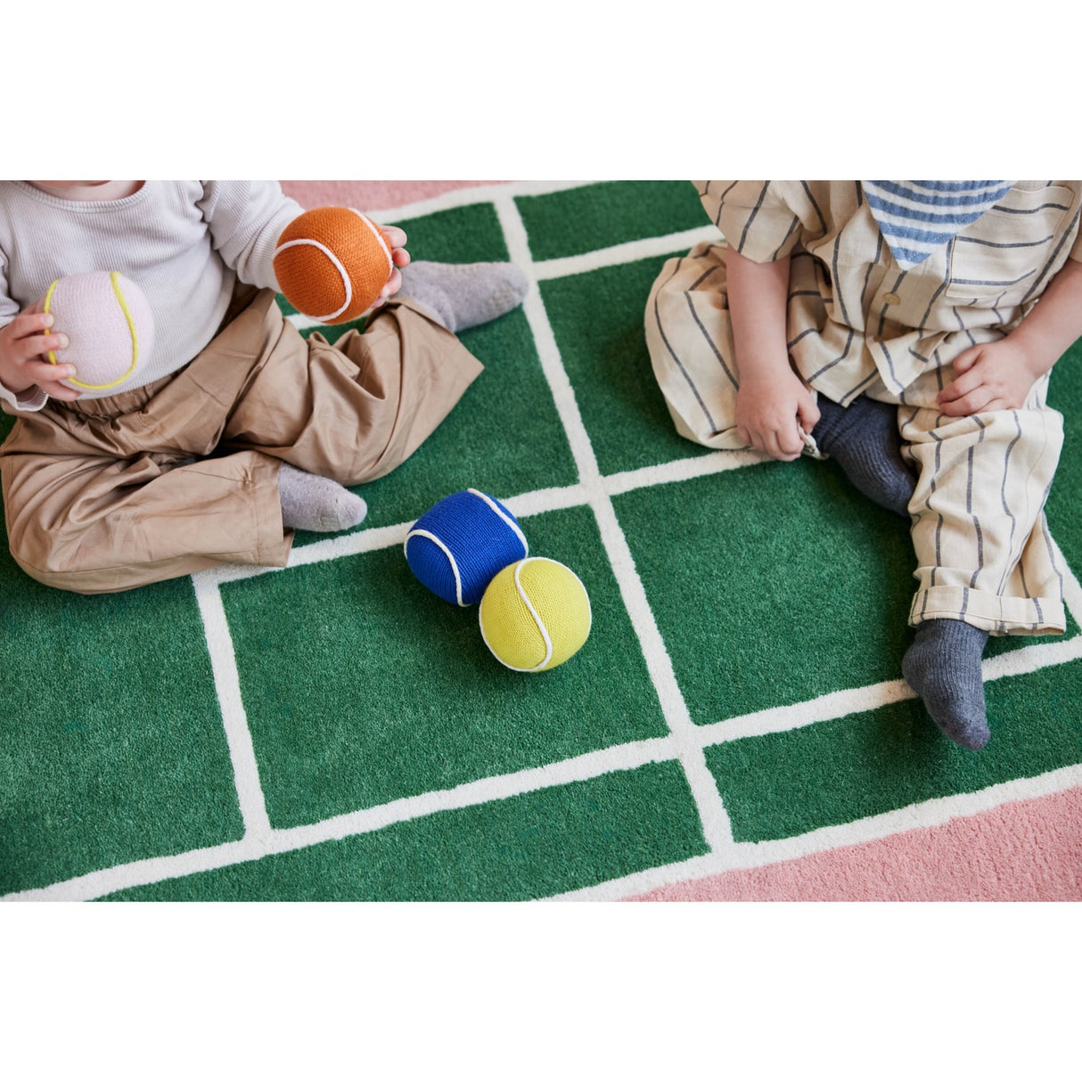 OYOY Yellow/Rose Tennis Ball Rattle