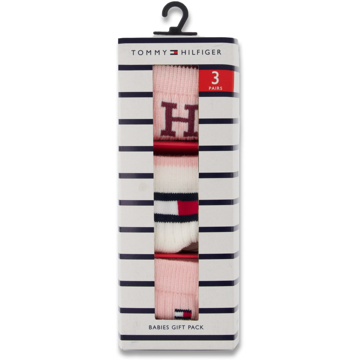 Tommy Hilfiger Soft Pink Baby Socks 3-Pack Iconic Gift Box