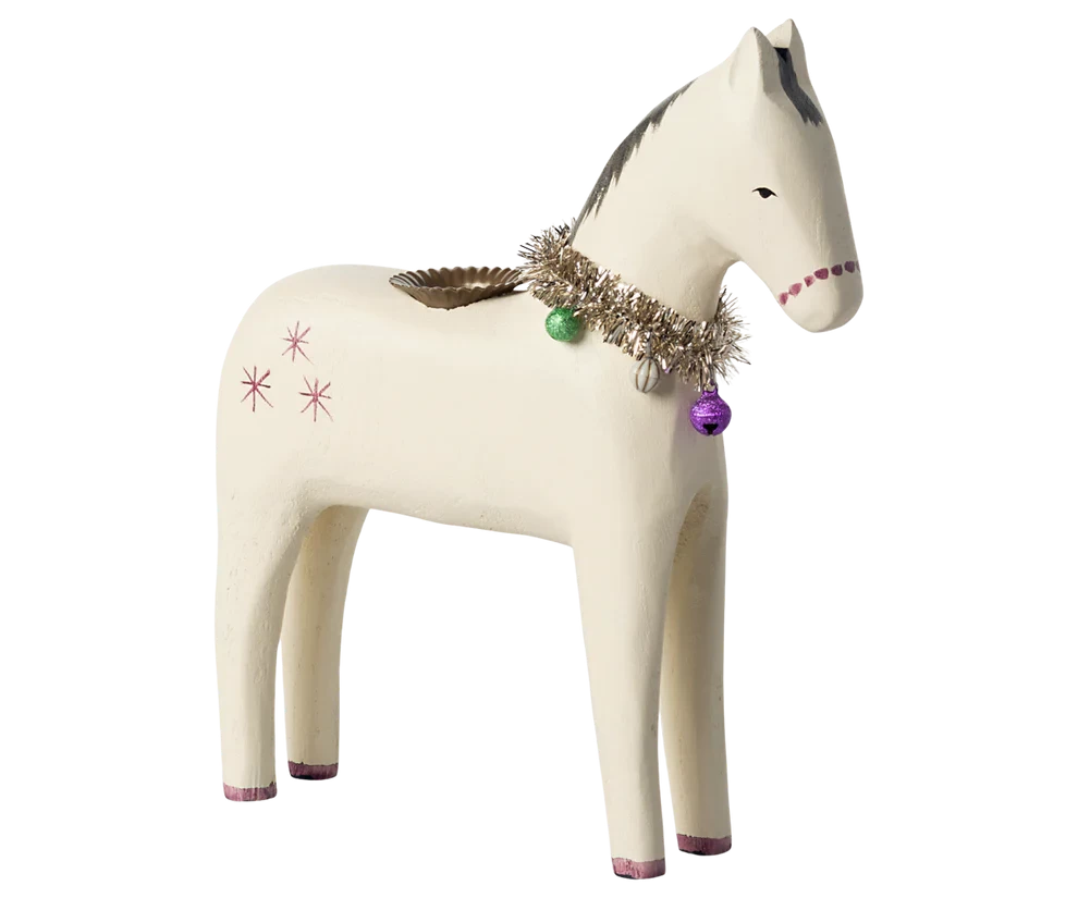 Maileg Wooden candle holder, Large horse
