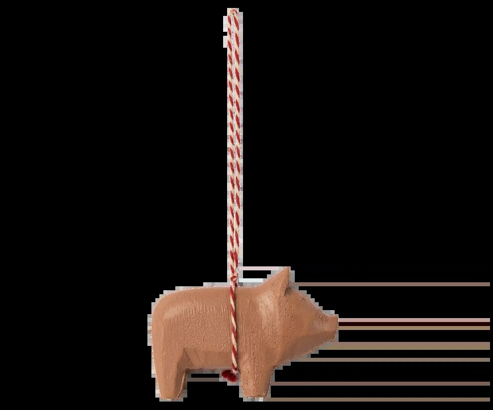 Maileg Wooden ornament, Pig - Old rose