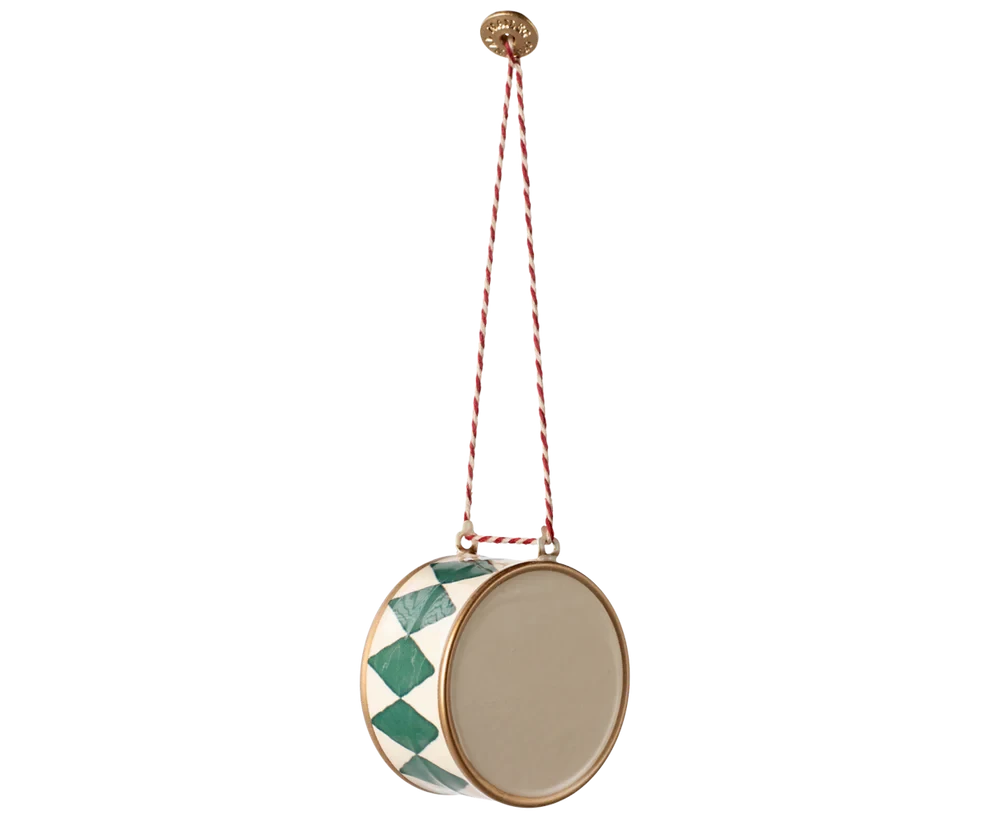 Maileg Metal ornament, Large drum - Dark green