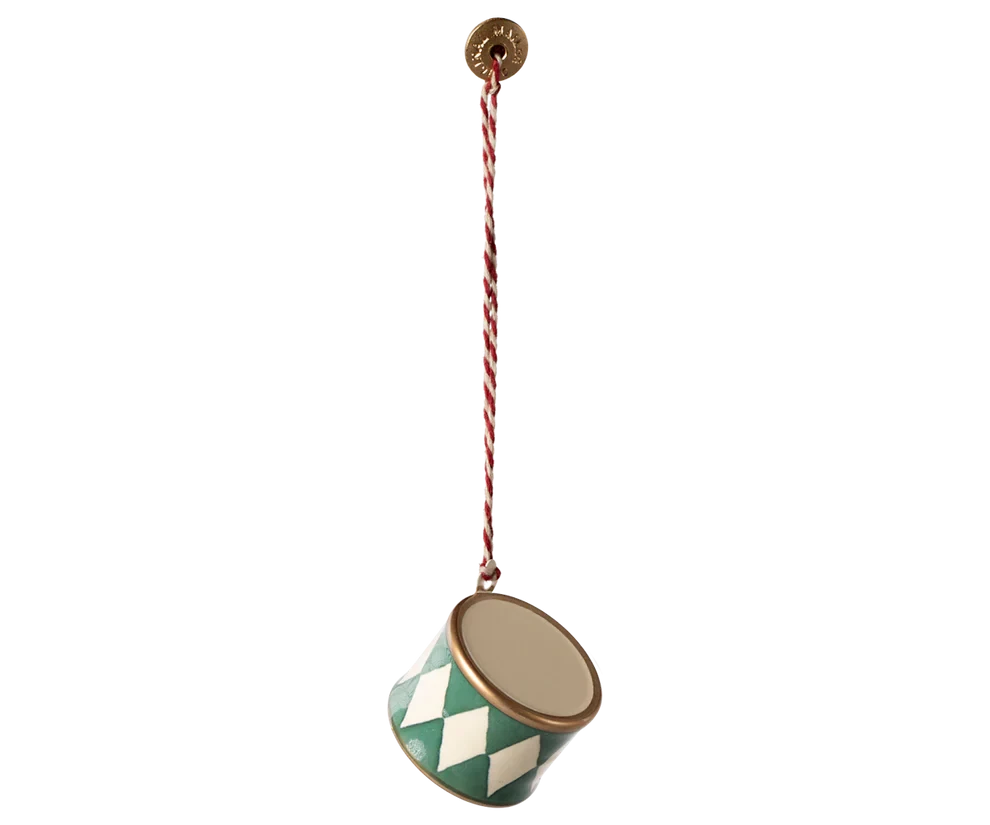 Maileg Metal ornament, Small drum - Dark green