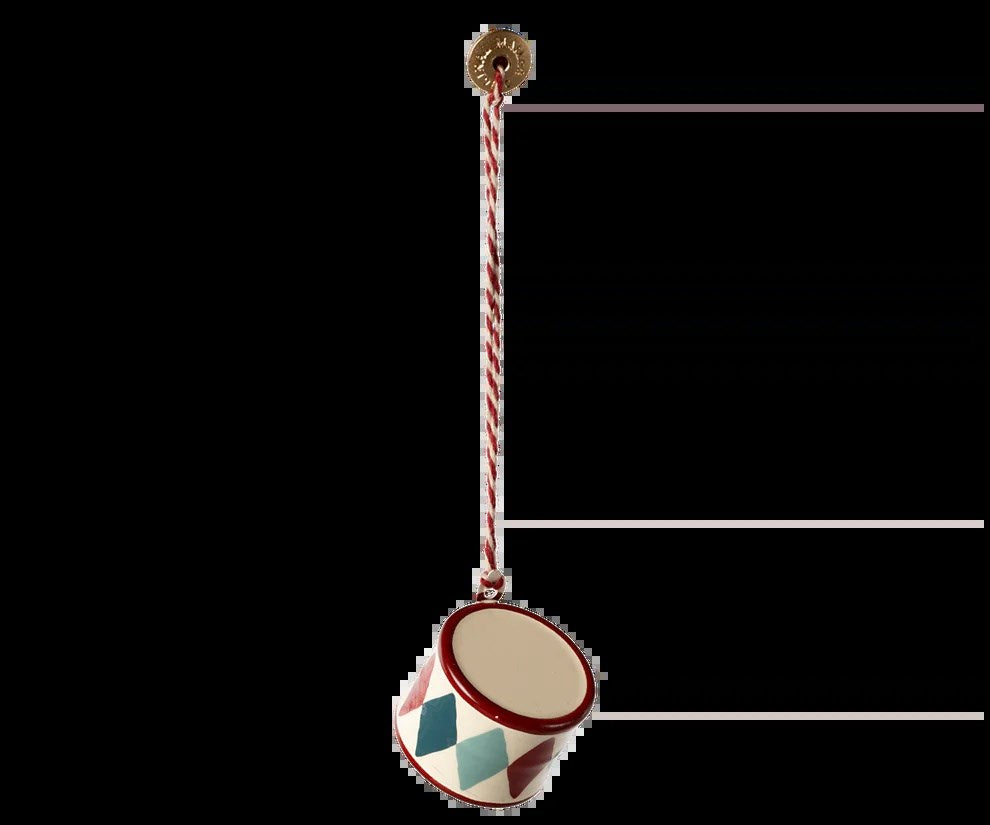 Maileg Metal ornament, Small drum - Classic red