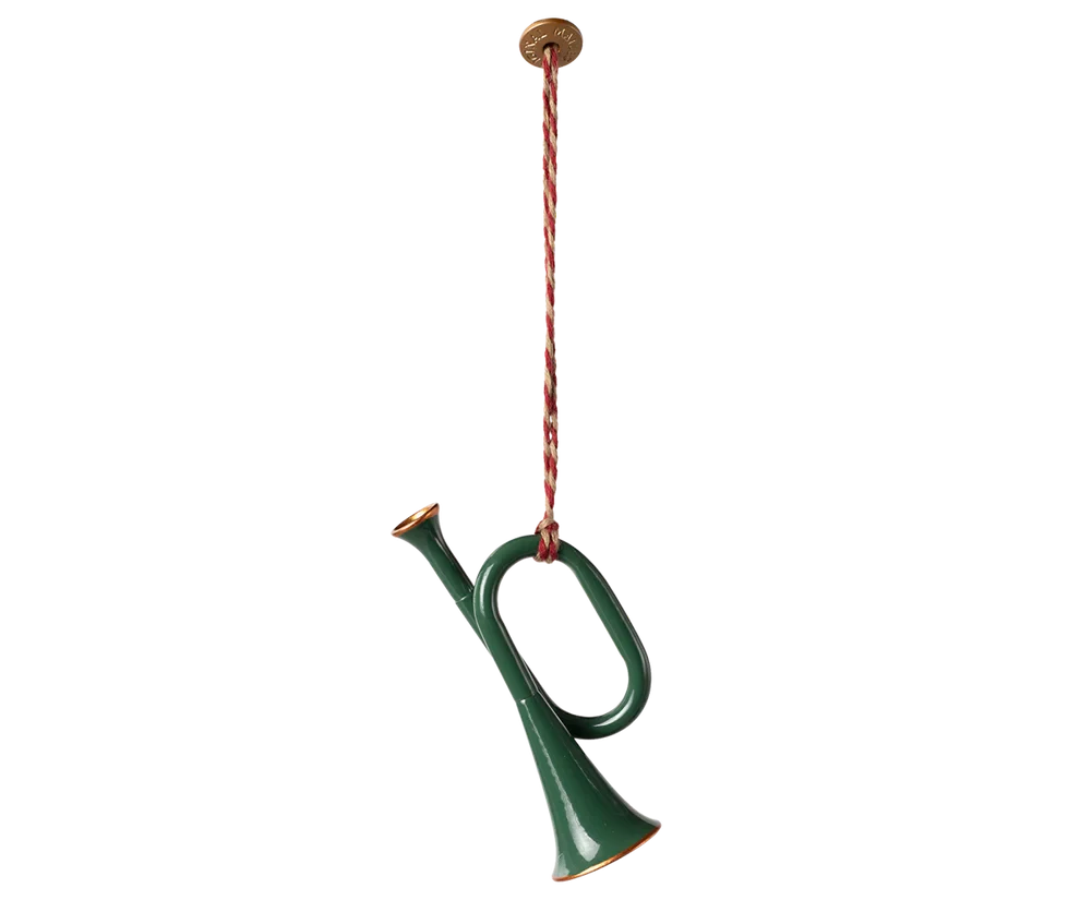 Maileg Metal ornament, Trumpet - Dark green