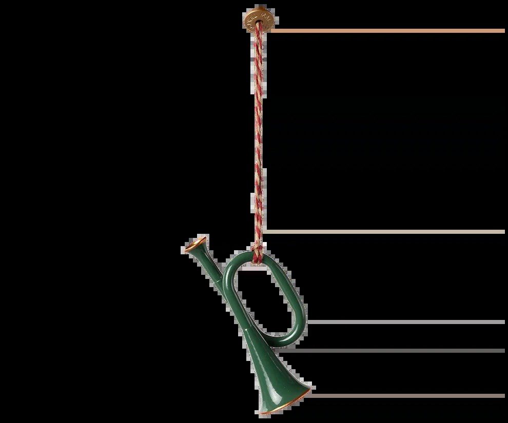 Maileg Metal ornament, Trumpet - Dark green