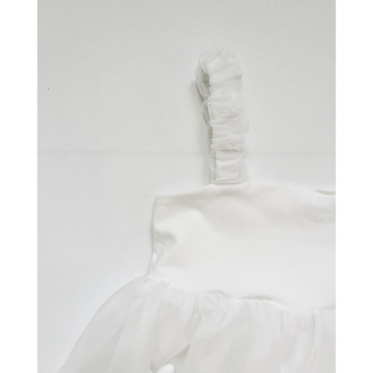 Dolly by Le Petit Tom White Dolly World Heart Balloon Organza Dress With Cotton Body