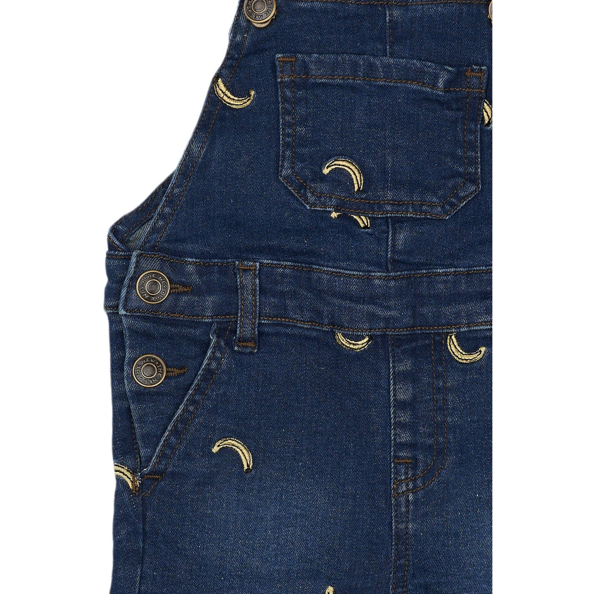 THE NEW Siblings Medium Blue Denim Embroidery Otis Short Denim Dungarees