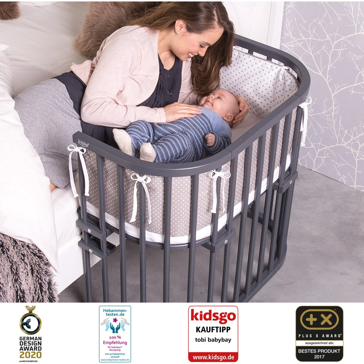 babybay® Grey Varnished Original Co-Sleeper