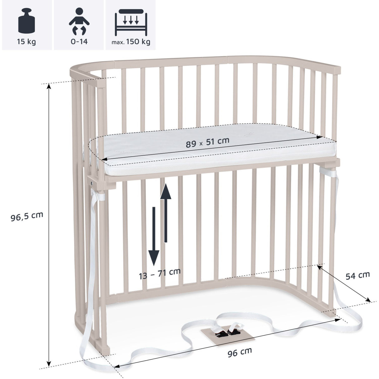 babybay® Beige Varnished Boxspring Co-Sleeper