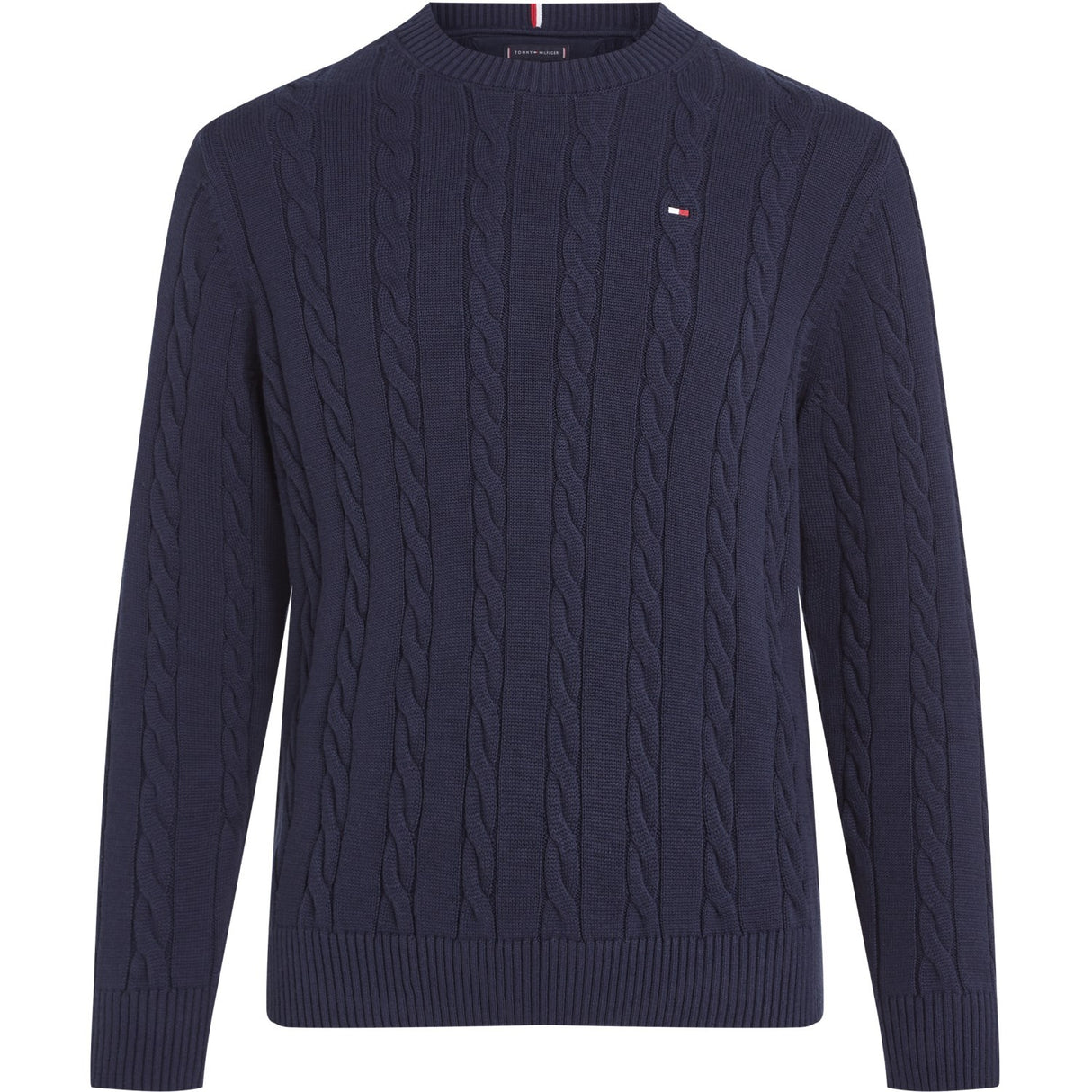 Tommy Hilfiger Dark Night Navy Crew Neck Cotton Cable Sweater