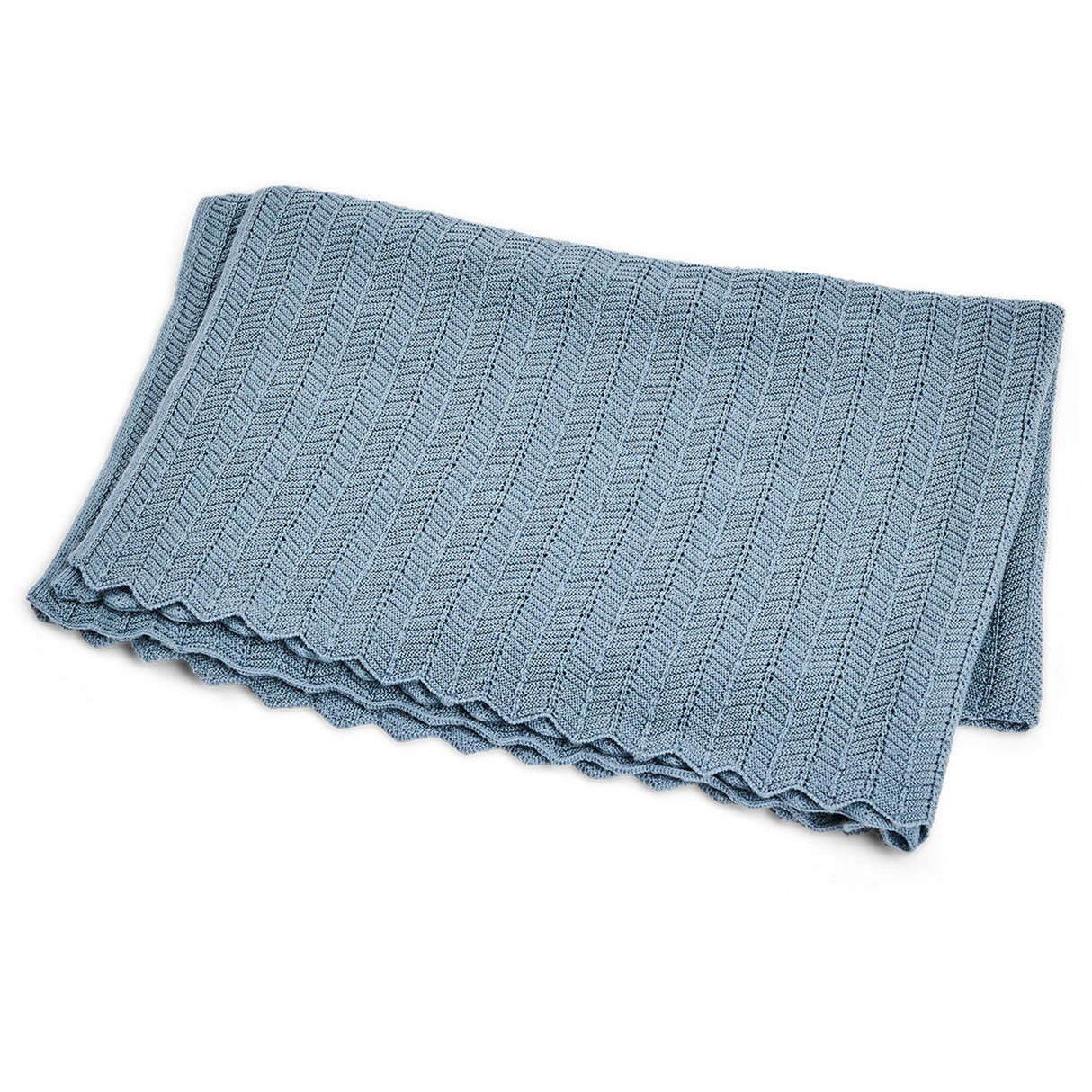 Smallstuff Lighteblå Baby Blanket Fishbone Knit