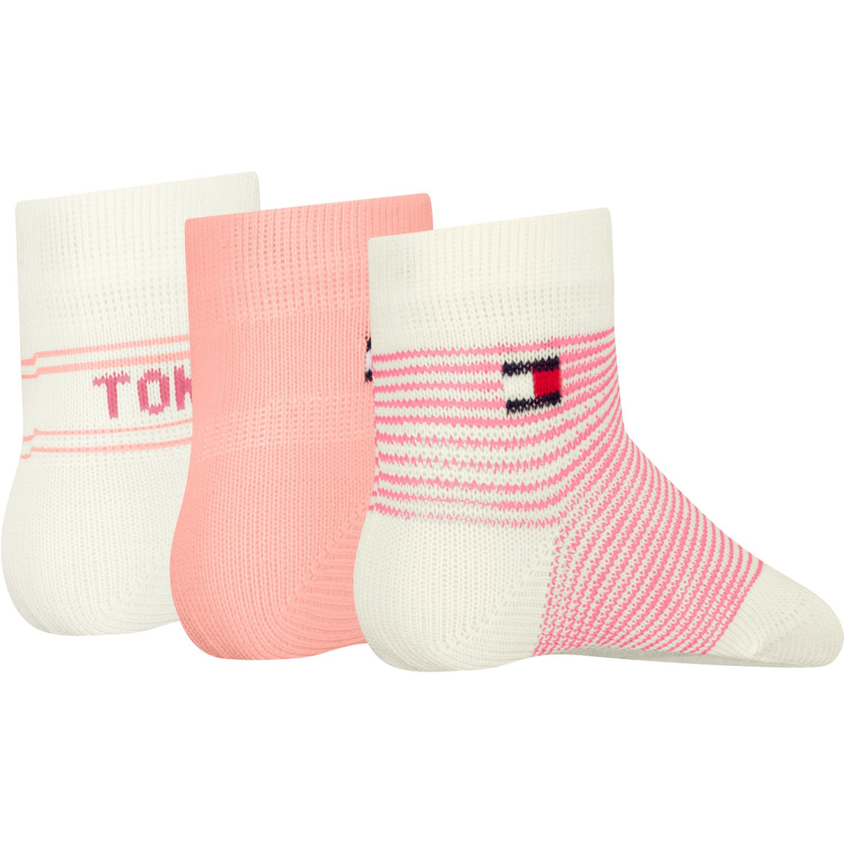 Tommy Hilfiger Pink Baby Socks 3-pack Giftbox Stripe