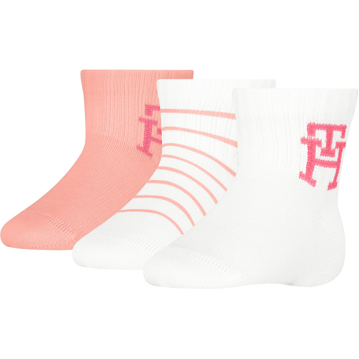 Tommy Hilfiger Pink Baby Socks 3-pack Giftbox Monogram