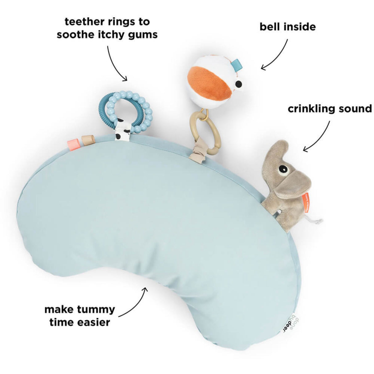 DonebyDeer Blue Tummy Time Activity Pillow Playground