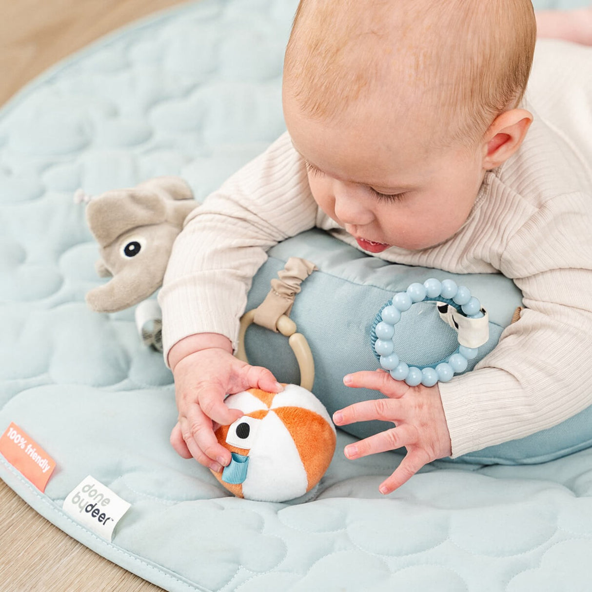 DonebyDeer Blue Tummy Time Activity Pillow Playground