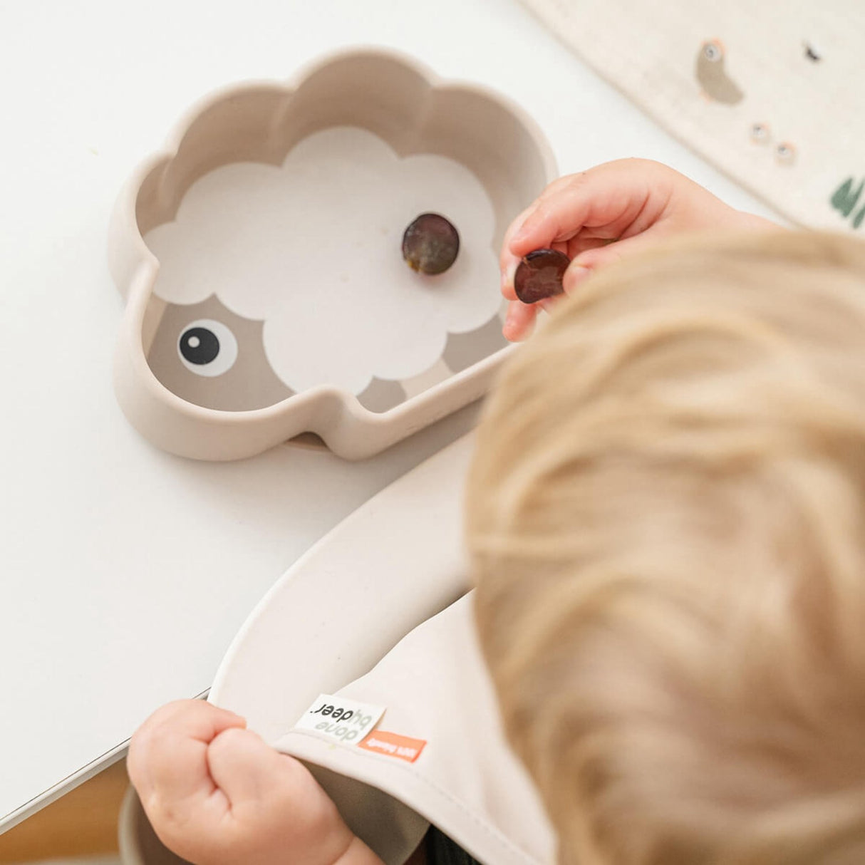 DonebyDeer Sand Silicone Stick & Stay Bowl Sheepy