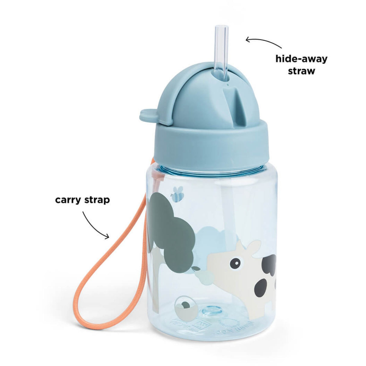 DonebyDeer Blue Water bottle w/straw Tiny farm