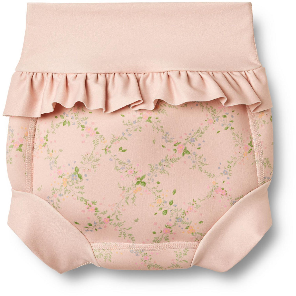 Wheat Powder Checked Flowers Neoprene Swim Pants Rita