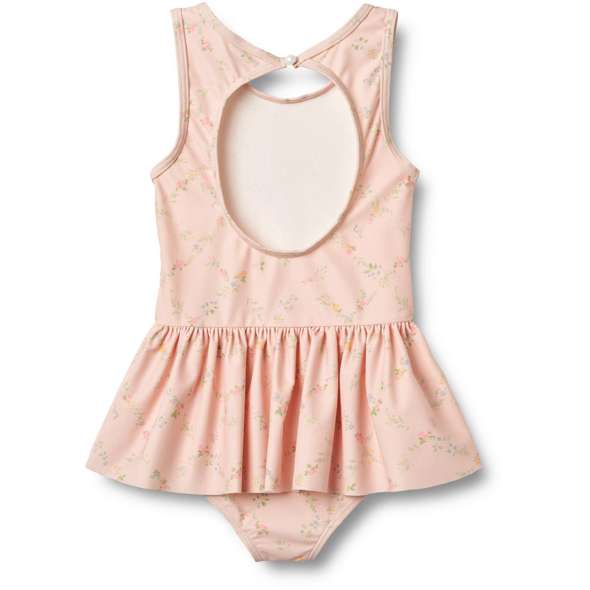 Wheat Powder Checked Flowers Swimsuit Erna