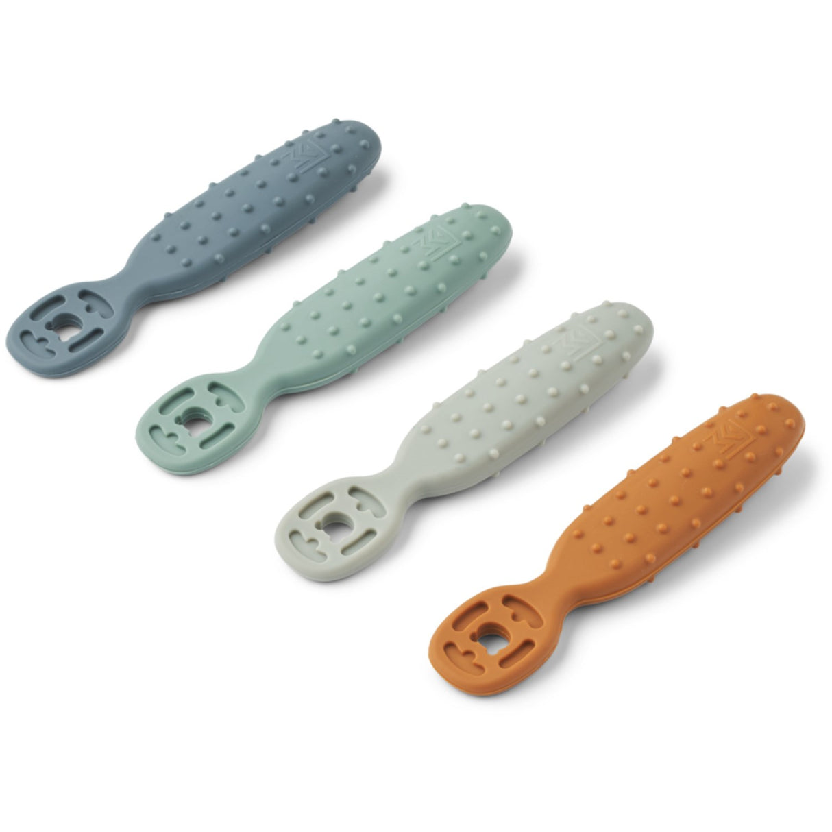 LIEWOOD Whale Blue Multi Mix Caelia Baby Learning Spoon 4-Pack