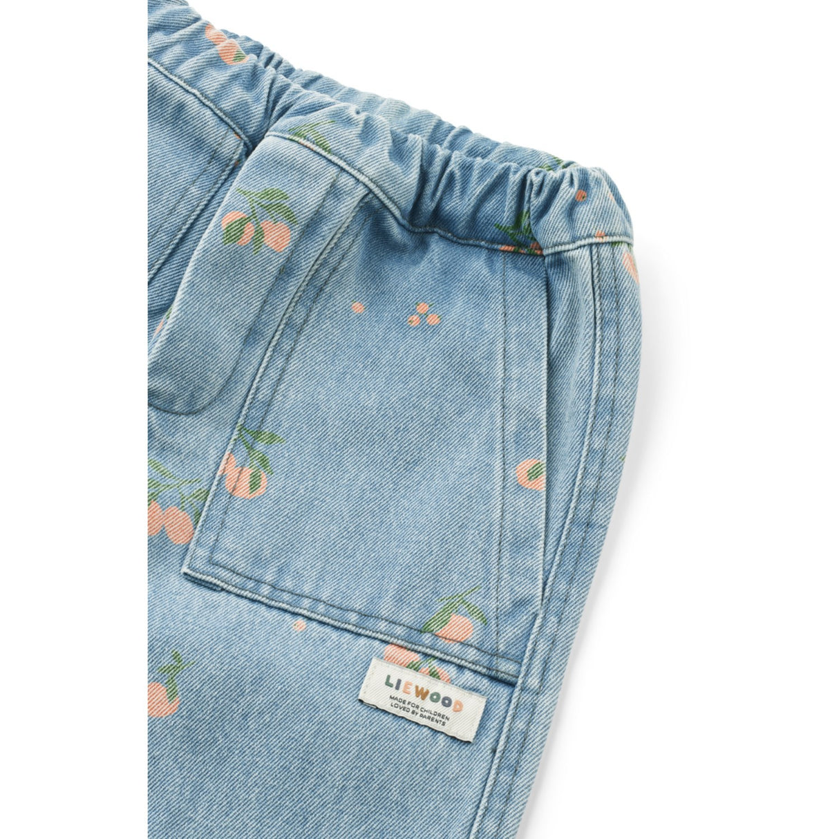 LIEWOOD Peach / Light Blue Denim Cesar Printed Denim Pants
