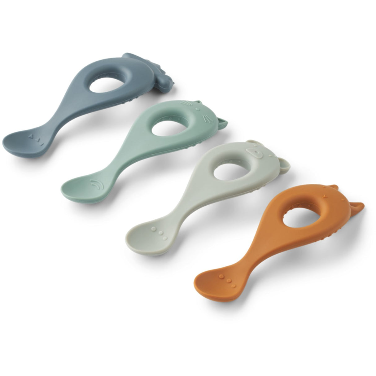 LIEWOOD Whale Blue Multi Mix Liva Silicone Spoon 4-Pack