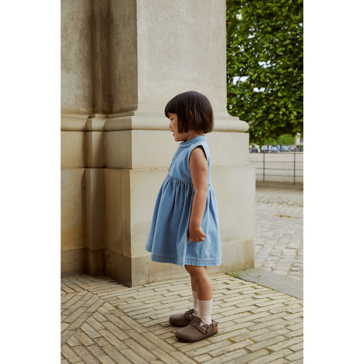 COPENHAGEN COLORS Super Lt Blue Indigo Washed Organic Denim Dress W Collar