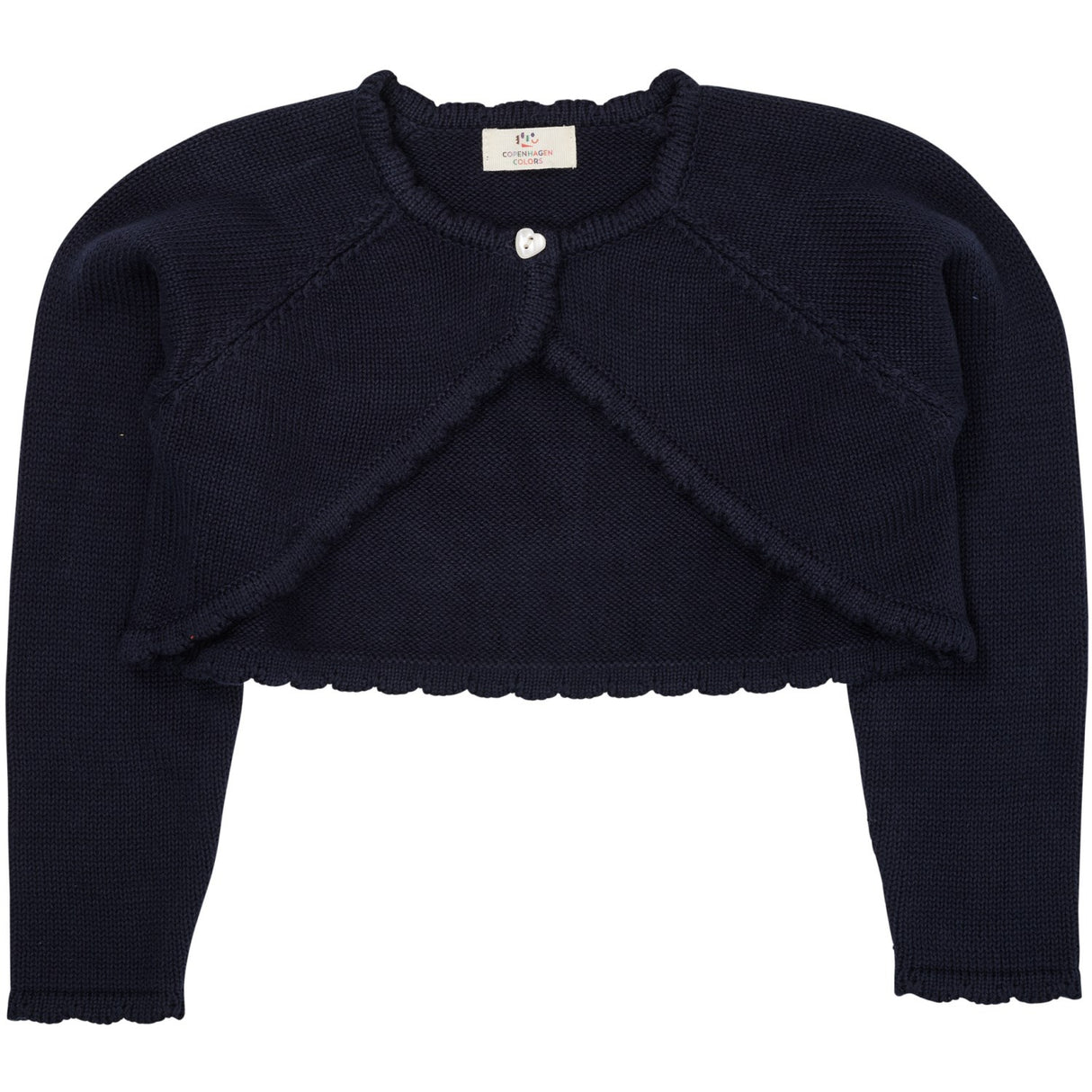 COPENHAGEN COLORS Navy Lt. Knitted Bolero W. Heart Button