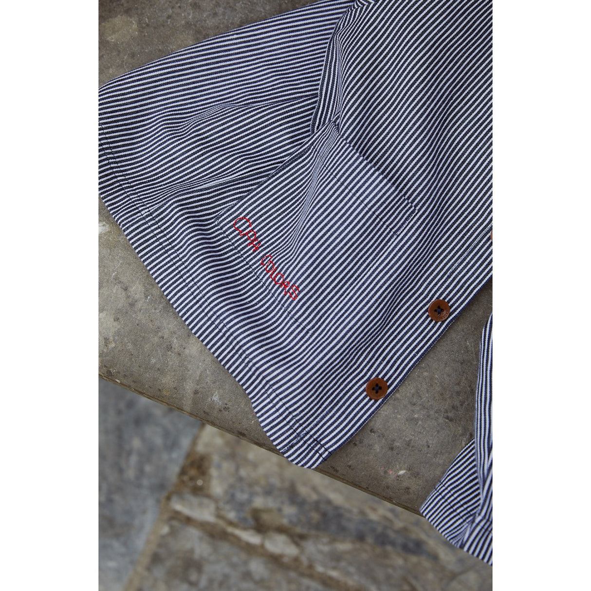 COPENHAGEN COLORS Navy Stripe Striped Twill Jacket W Pockets