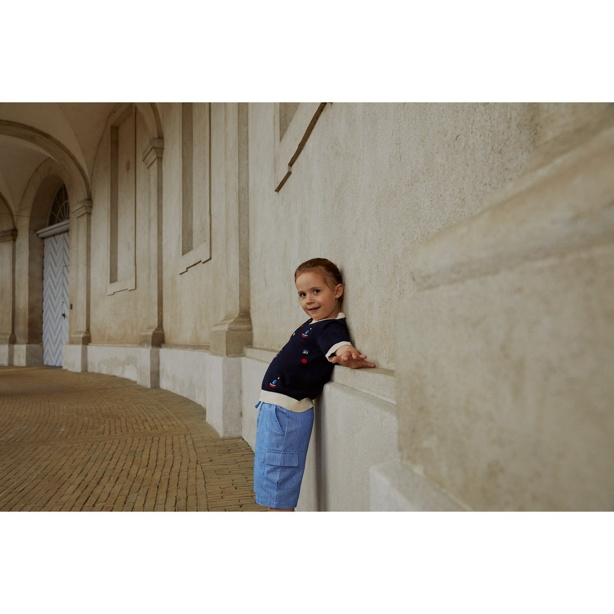 COPENHAGEN COLORS Navy/Cream Comb. Polo W. Embroidery