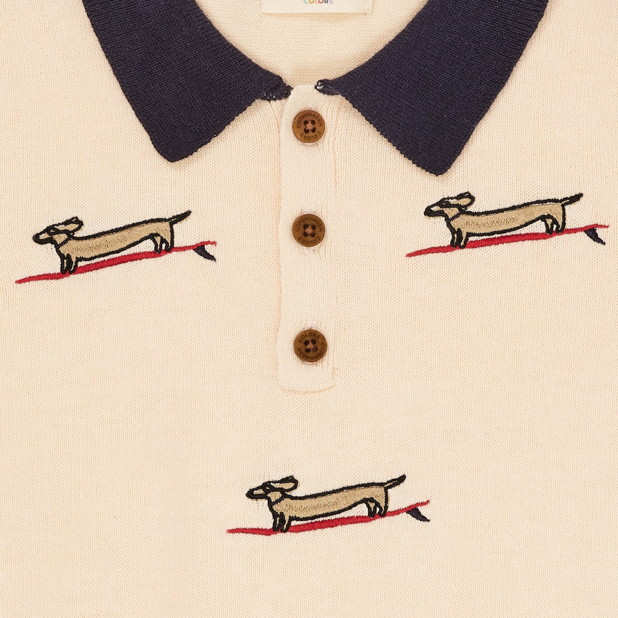 COPENHAGEN COLORS Cream/Navy Comb. Polo W. Embroidery