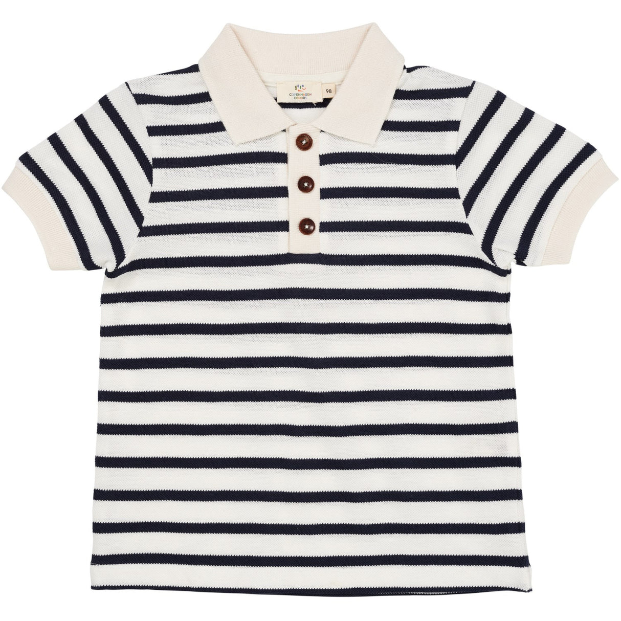 COPENHAGEN COLORS Navy Stripe Pique Stripe Poloshirt