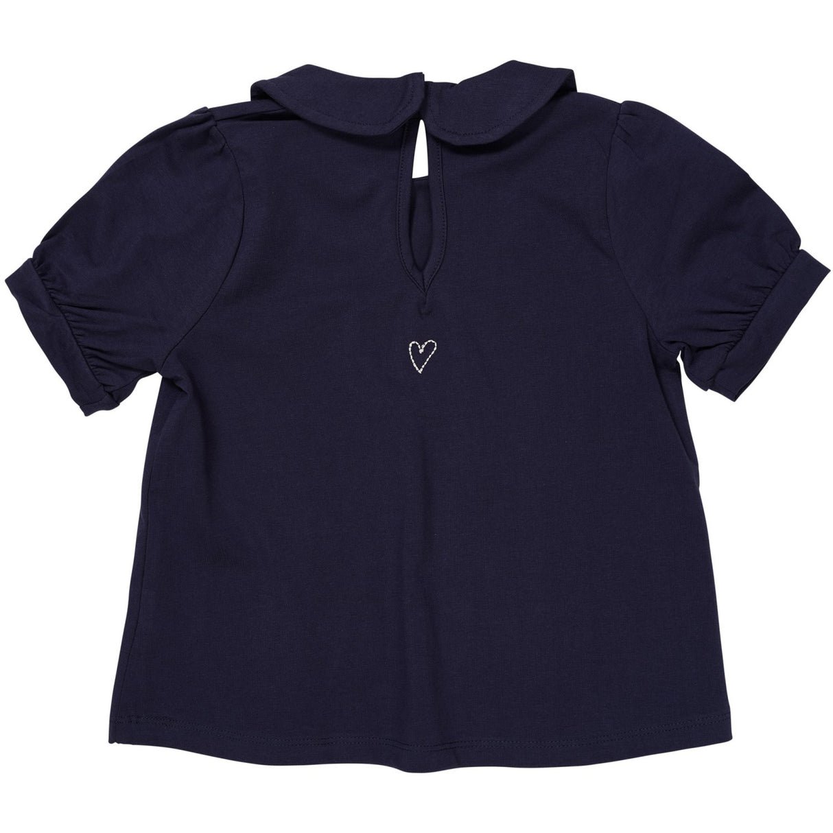 COPENHAGEN COLORS Navy Solid Blouse W. Collar